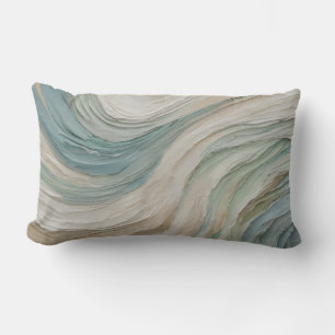 Coussin Rectangle Vagues Abstraites Bleu Vert Beige Côtières