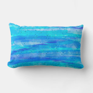 Coussin Rectangle Vagues Abstraites Bleues Aqua