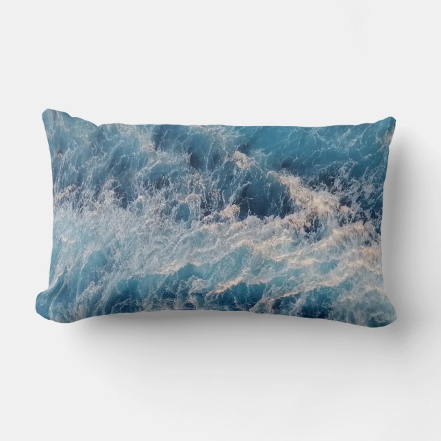 Coussin Rectangle Vagues bleu océan (Recto)