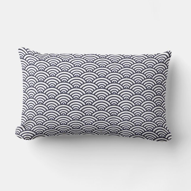 Coussin Rectangle Vagues bleues japonaises Seigaiha Mer (Recto)