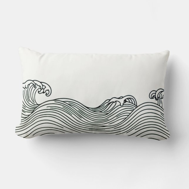 Coussin Rectangle Vagues côtières minimales (Recto)