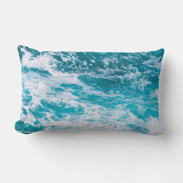 Coussin Rectangle Vagues de l'océan bleu (Recto)