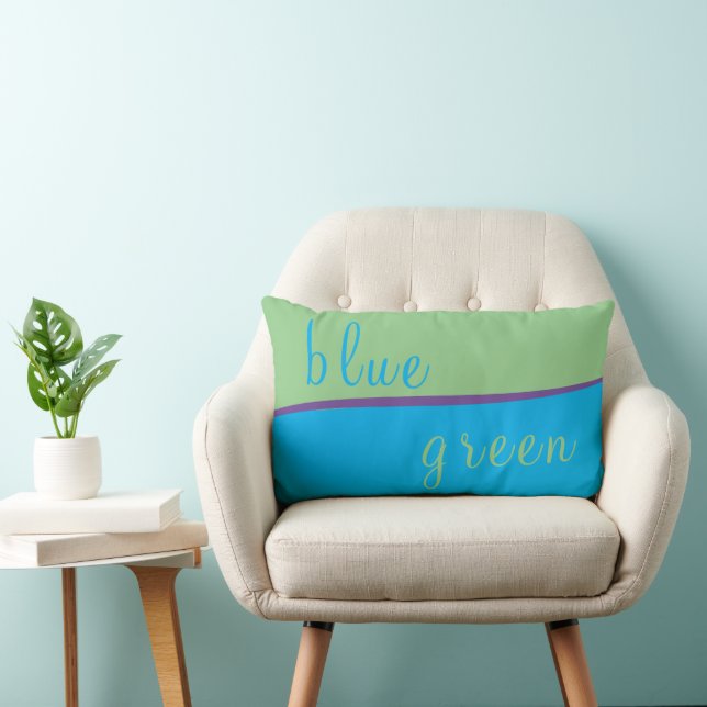 Coussin Rectangle Vagues personnalisées bleu ciel et vert sauge  (Chaise)