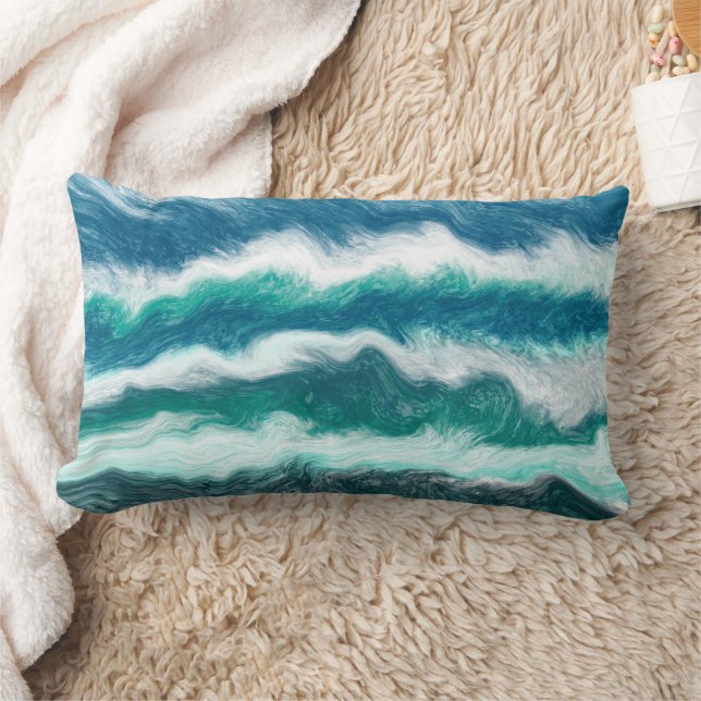 Coussin Rectangle Vagues turquoise et bleu océan (Couverture)
