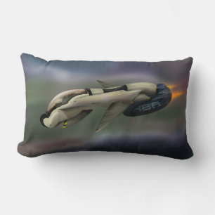 Coussin Rectangle Vaisseau spatial volant à travers une planète