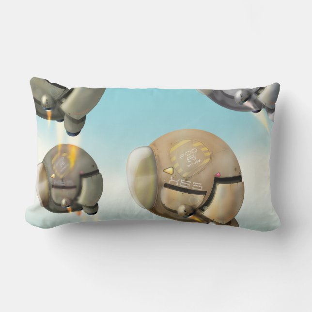 Coussin Rectangle Vaisseau spatial volant à travers une planète (Recto)
