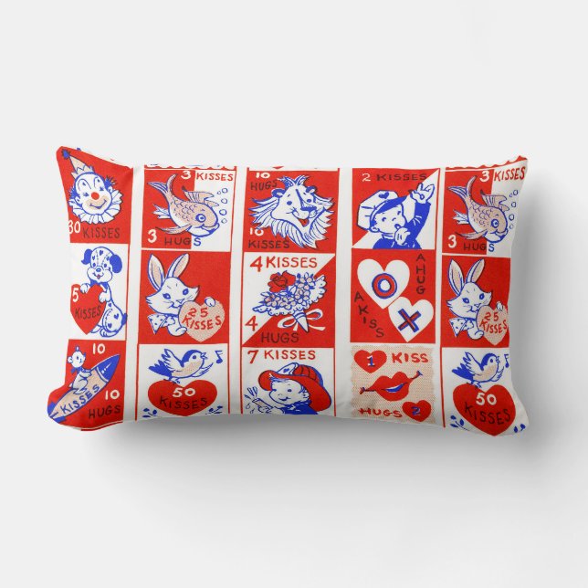 Coussin Rectangle Valentine Retro Love Hugs Motif (Recto)