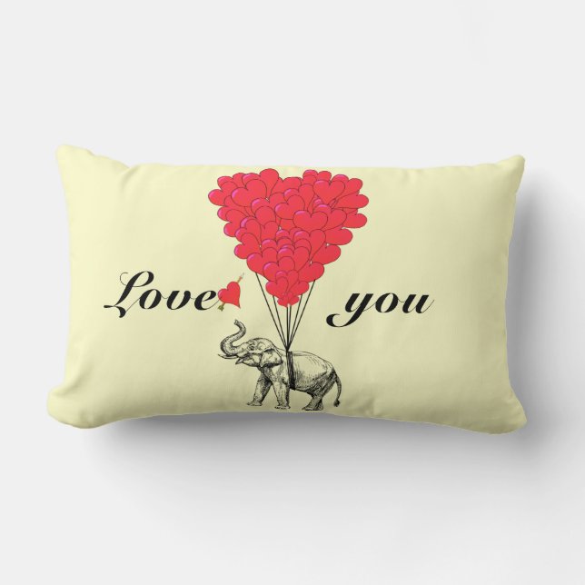 Coussin Rectangle Valentines romantiques drôles d'éléphant (Recto)