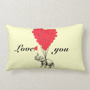 Coussin Rectangle Valentines romantiques drôles d'éléphant