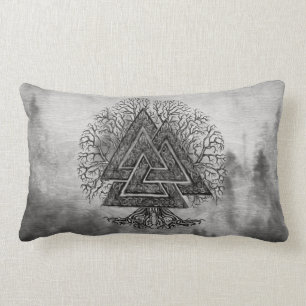 Coussin Rectangle Valknut et arbre de la vie Yggdrasil