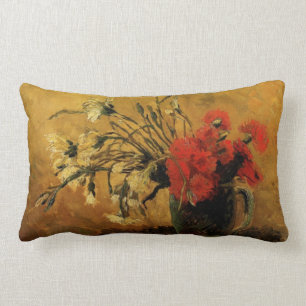 Coussin Rectangle vase aux oeillets rouges et blancs, van Gogh