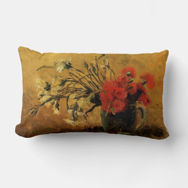 Coussin Rectangle vase avec des oeillets rouges et blancs, van Gogh (Recto)