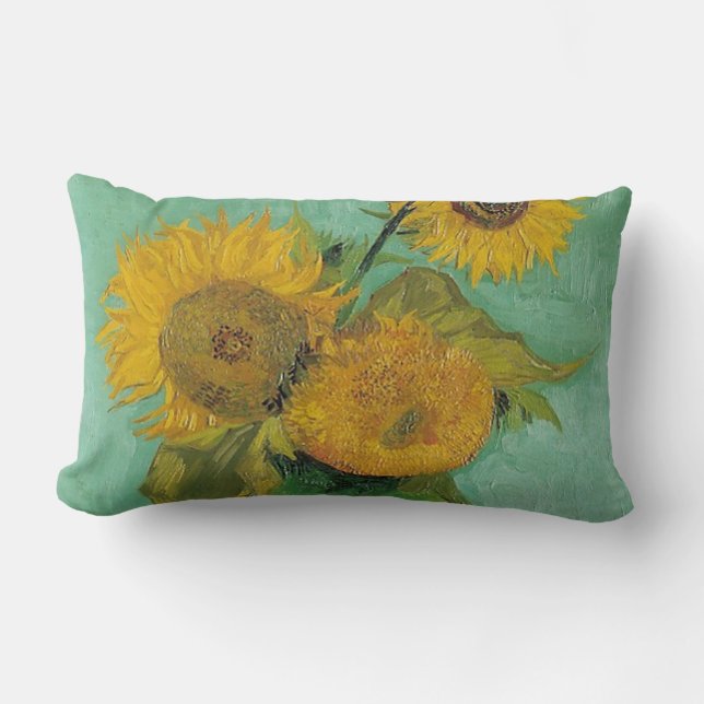 Coussin Rectangle Vase avec trois tournesols, Vincent van Gogh (Recto)