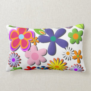 Coussin Rectangle Vecteur floral rétroélectrique