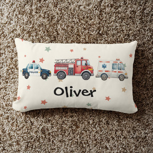 Coussin Rectangle Véhicules d'urgence à l'aquarelle mignons