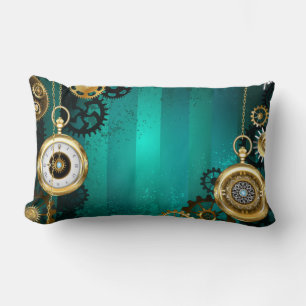Coussin Rectangle Veille bijoux Steampunk sur un Arrière - plan vert