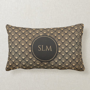 Coussin Rectangle Ventilateur Art déco de Gatsby Motif Monogram Luxe