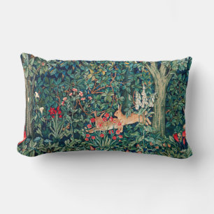 Coussin Rectangle VERDURE, Hares FORESTIERS, Hares Floral vert