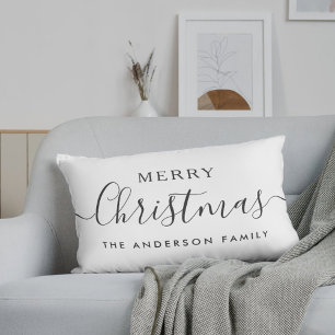 Coussin Rectangle Vérification de Buffalo noir Joyeux Noël Nom de fa