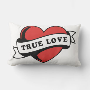 Coussin Rectangle Véritable amour Tatouage Coeur   Design romantique