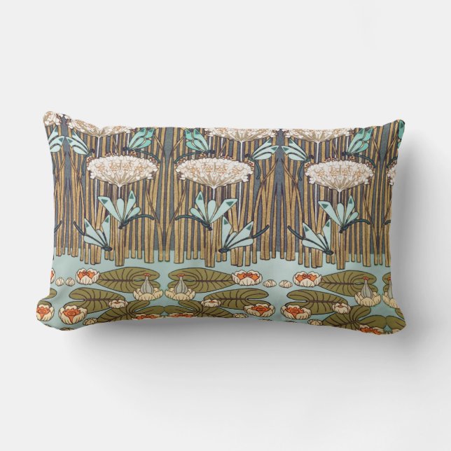 Coussin Rectangle Verneuil Dragonfly Water Lily Art Nouveau : Vintag (Recto)