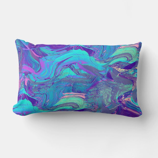 Coussin Rectangle verre à aile de fée - blues et violets : (Recto)