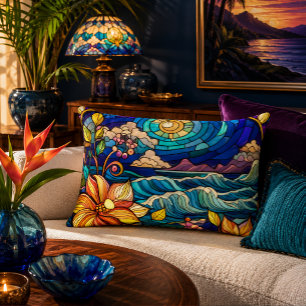 Coussin Rectangle Verre coloré nuit au clair de lune