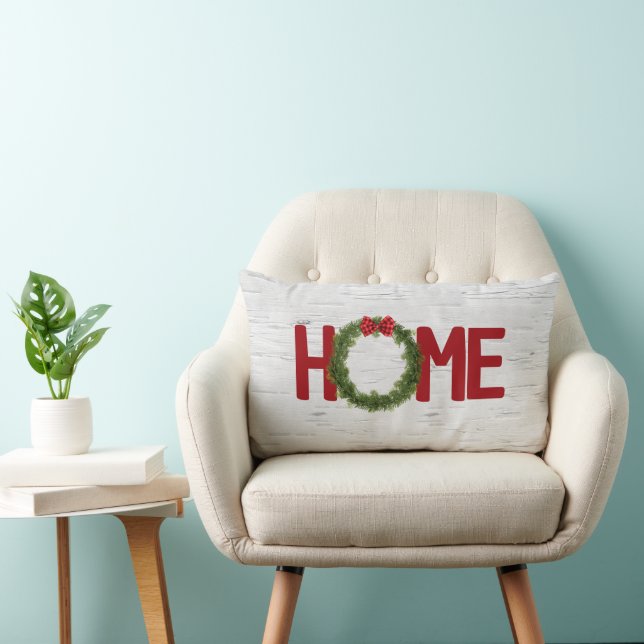 Coussin Rectangle Verrerie de pin de Noël et texte d'accueil sur bou (Chaise)