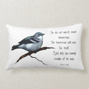 Coussin Rectangle Vers de bible : Oiseau : Ne vous inquiétez pas du