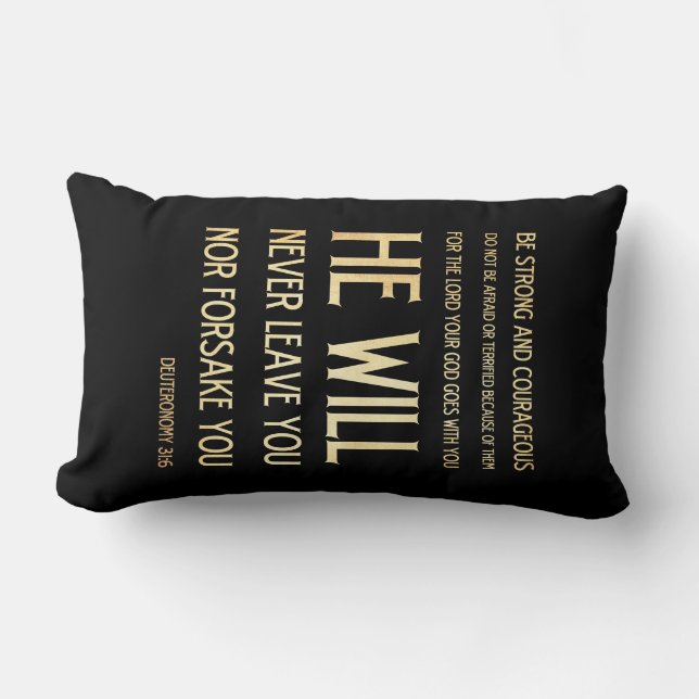 Coussin Rectangle Vers scriptural de bible - 31:6 de Deuteronomy (Recto)