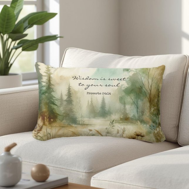 Coussin Rectangle Verset biblique inspirant Proverbes 24:14 Nature (Créateur téléchargé)
