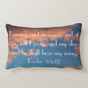 Coussin Rectangle verset biblique Psaume 55:17 prière