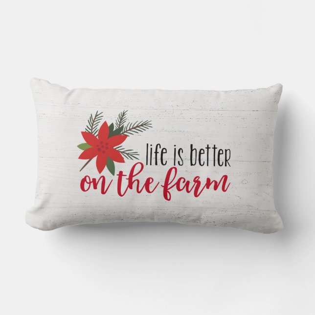 Coussin Rectangle Verset De La Ferme De Noël Sur Bois Blanchi (Recto)