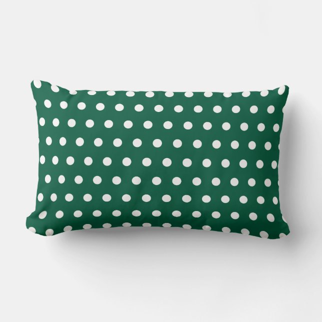 COUSSIN RECTANGLE VERT BLANC POIS PERSONNALISÉ SIMPLE ÉLÉGANT (Recto)