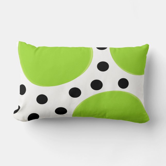 Coussin Rectangle vert de chaux avec le pois noir (Recto)
