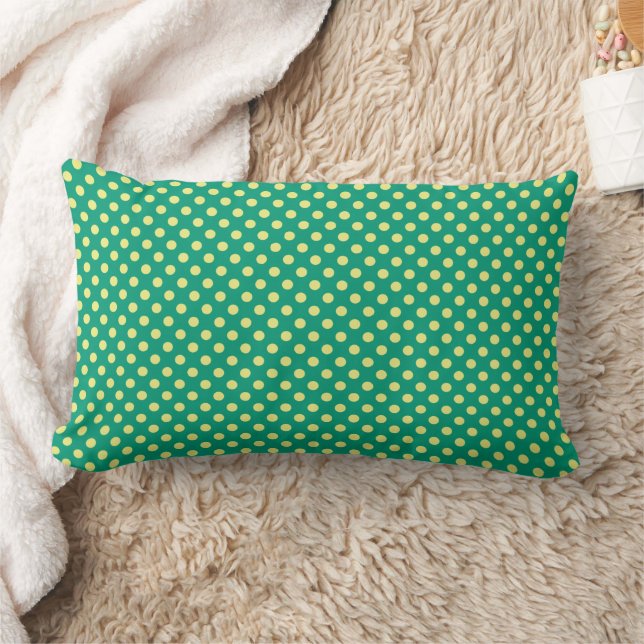 Coussin Rectangle Vert émeraude avec Pois jaunes par STaylor (Couverture)