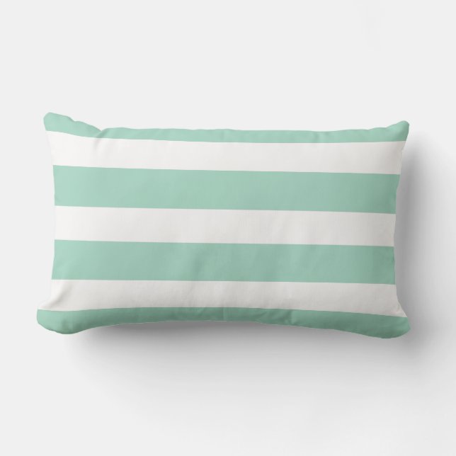 Coussin Rectangle Vert en bon état et blanc barrés (Recto)