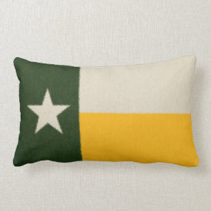 Coussin Rectangle Vert et tissu de drapeau du Texas d'or