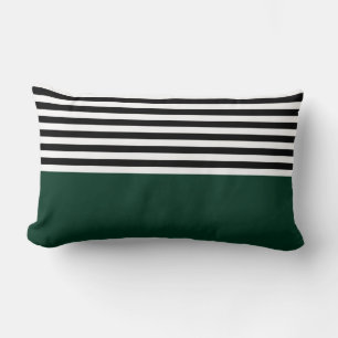 Coussin Rectangle Vert foncé avec bandes noires et blanches