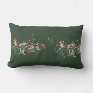 Coussin Rectangle Vert forêt et Or élégant