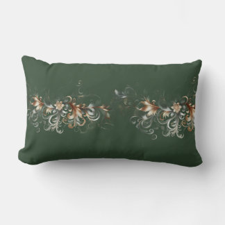 Coussin Rectangle Vert forêt et Or élégant