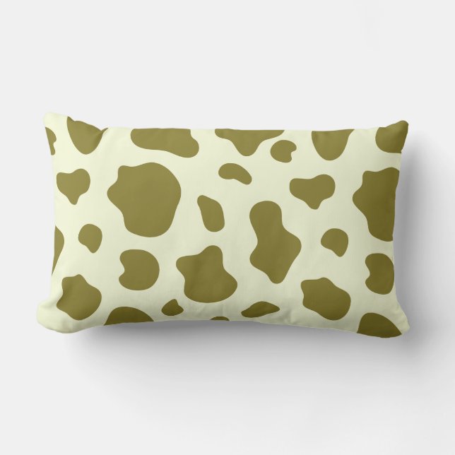Coussin Rectangle Vert olive moderne imprimé vache (Recto)