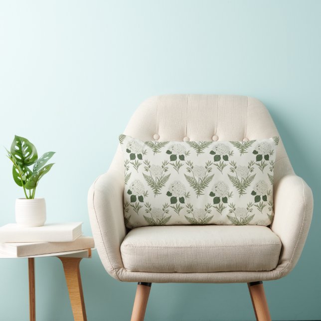 Coussin Rectangle Vert sage botanique  (Chaise)