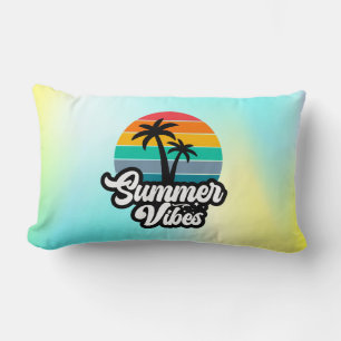 Coussin Rectangle Vibes d'été avec design de palmiers