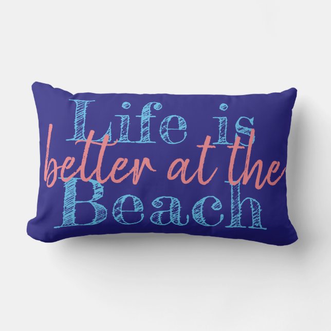 Coussin Rectangle VIE nautique mignonne MEILLEURE À LA PLAGE | (Recto)