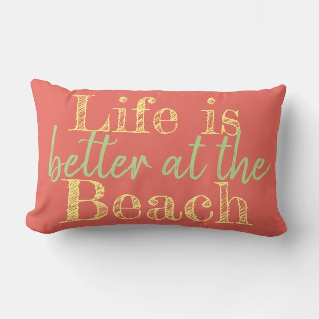 Coussin Rectangle vie tropicale LA VIE EST MIEUX À LA PLAGE | (Recto)