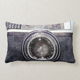 Coussin Rectangle Vieil appareil-photo noir