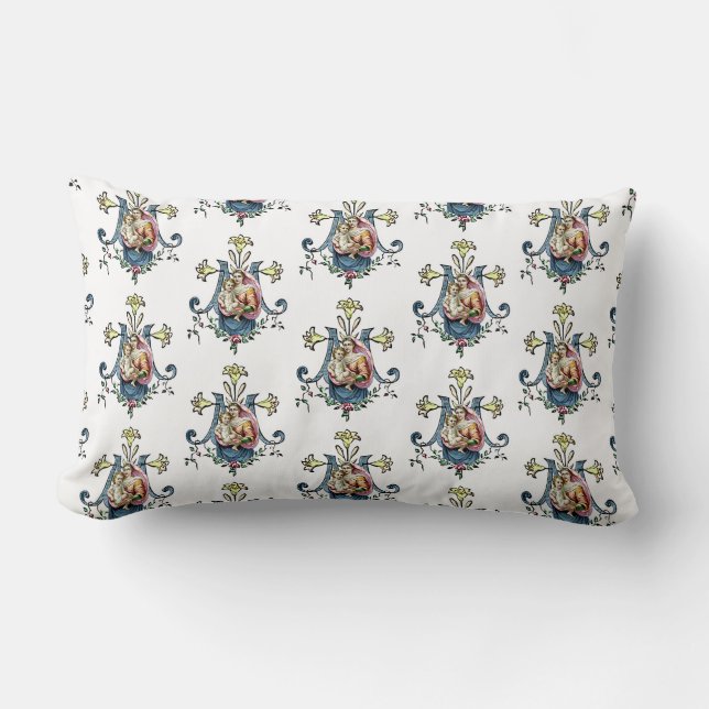 Coussin Rectangle Vierge catholique Marie Bébé Jésus Religieux catho (Recto)