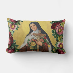 Coussin Rectangle Vierge Marie et Sainte-Thérèse Vintage Religieuse