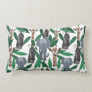 Coussin Rectangle Vierge Zebra Elephant Giraffe Safari Animals